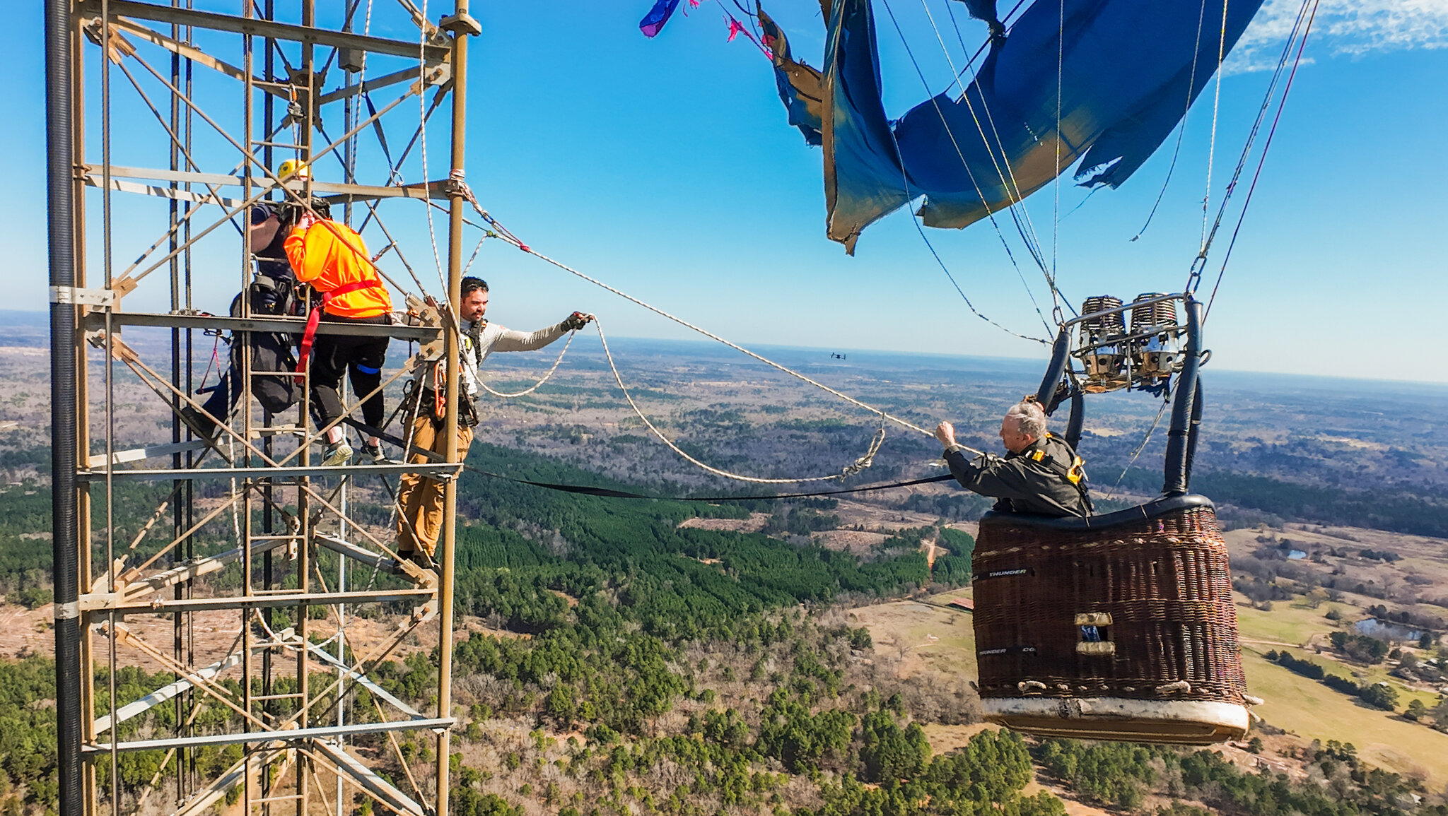 Harrowing Rescue at 900 Feet After Hot Air Balloon Strikes Tower