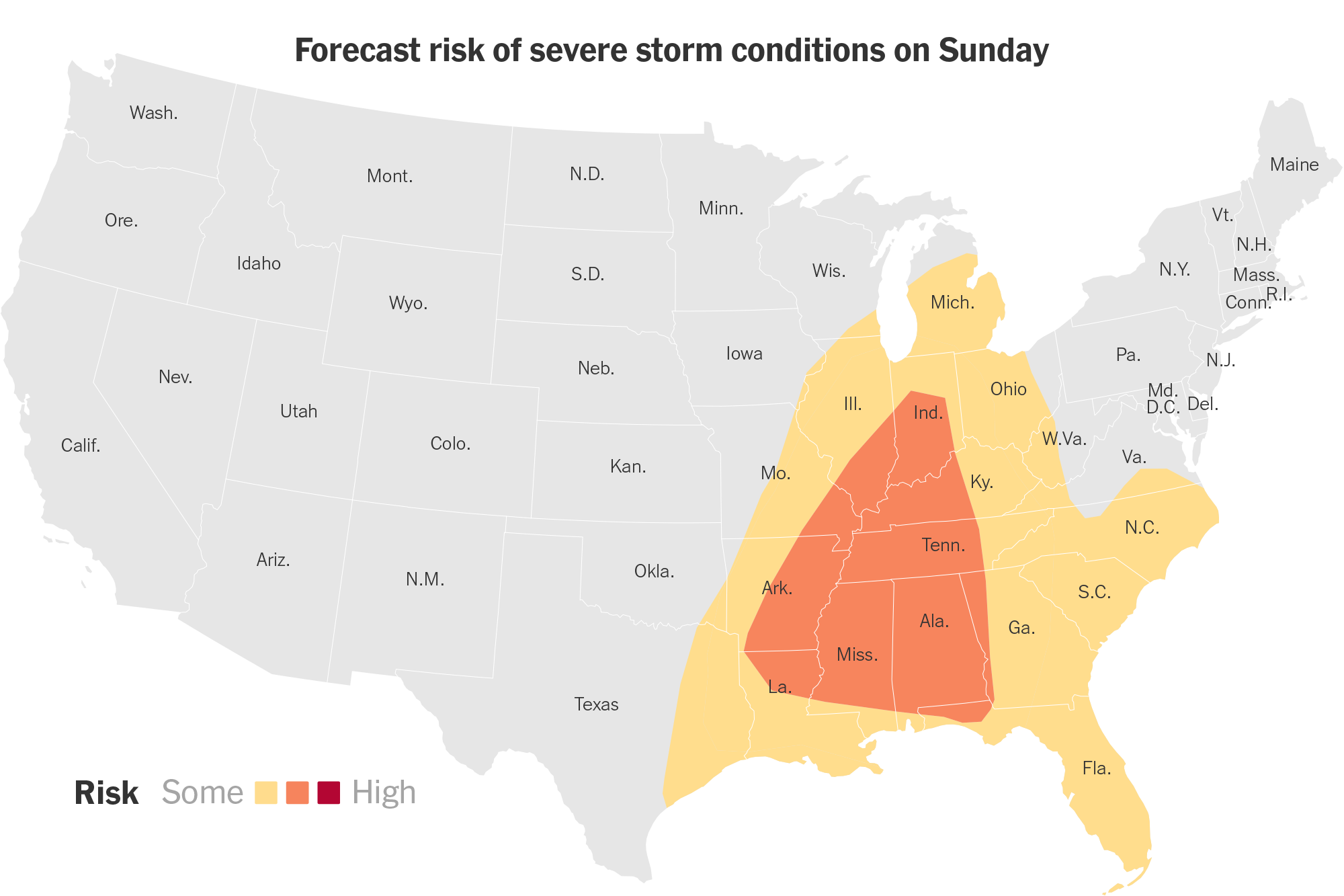 Widespread Severe Storms Threaten the Southeast and Midwest