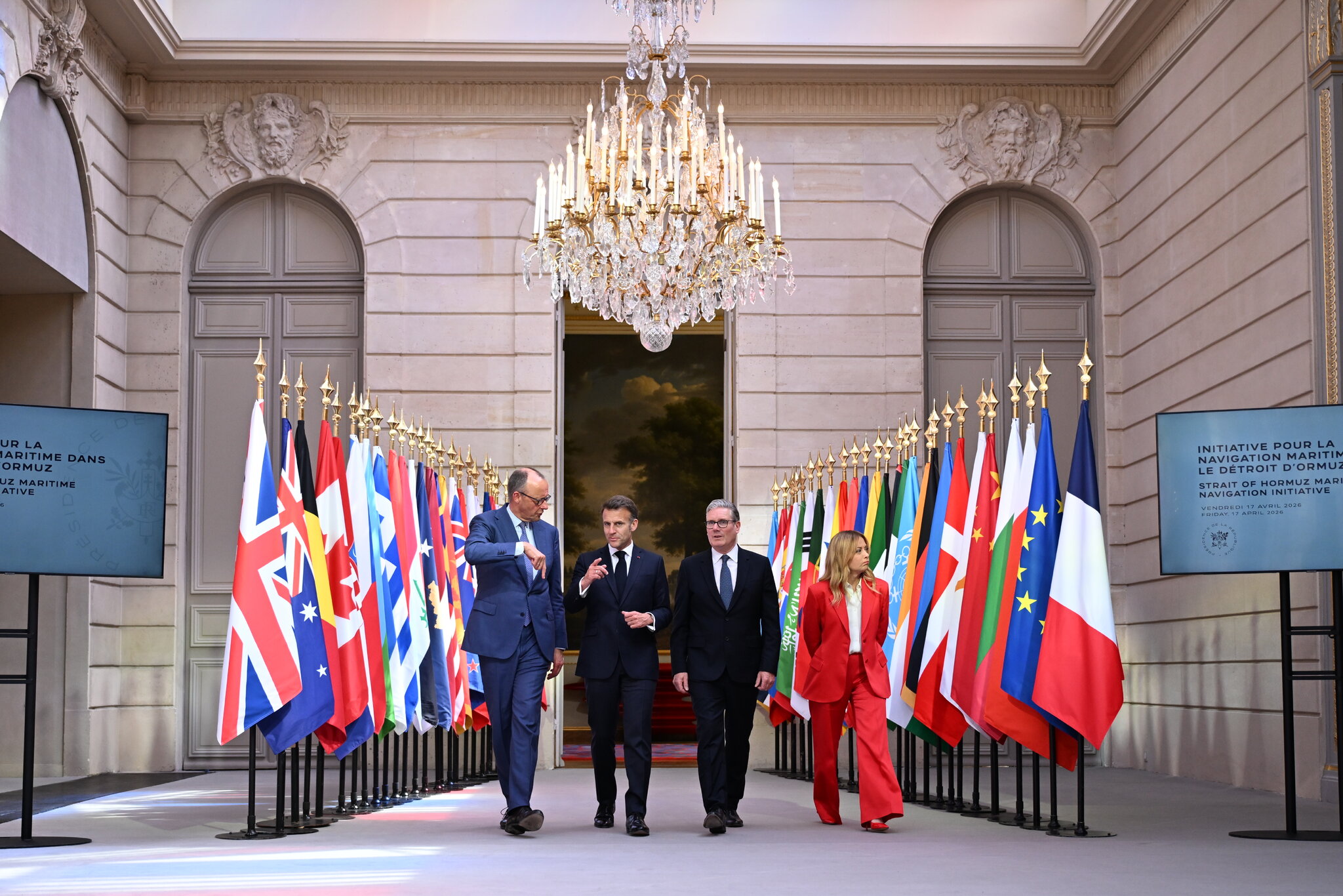 European leaders discuss an international mission to restore shipping in Strait of Hormuz.