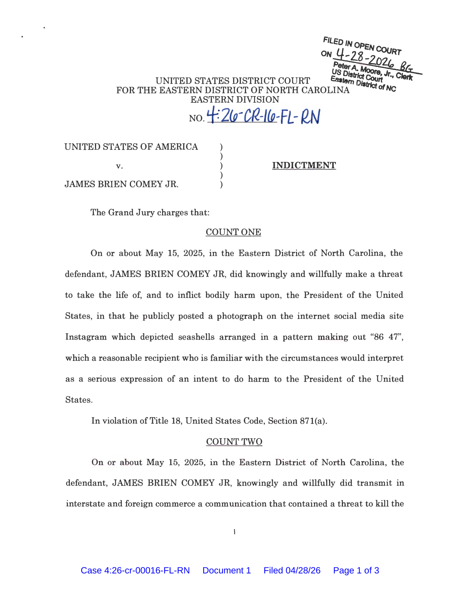Read the Indictment of James Comey