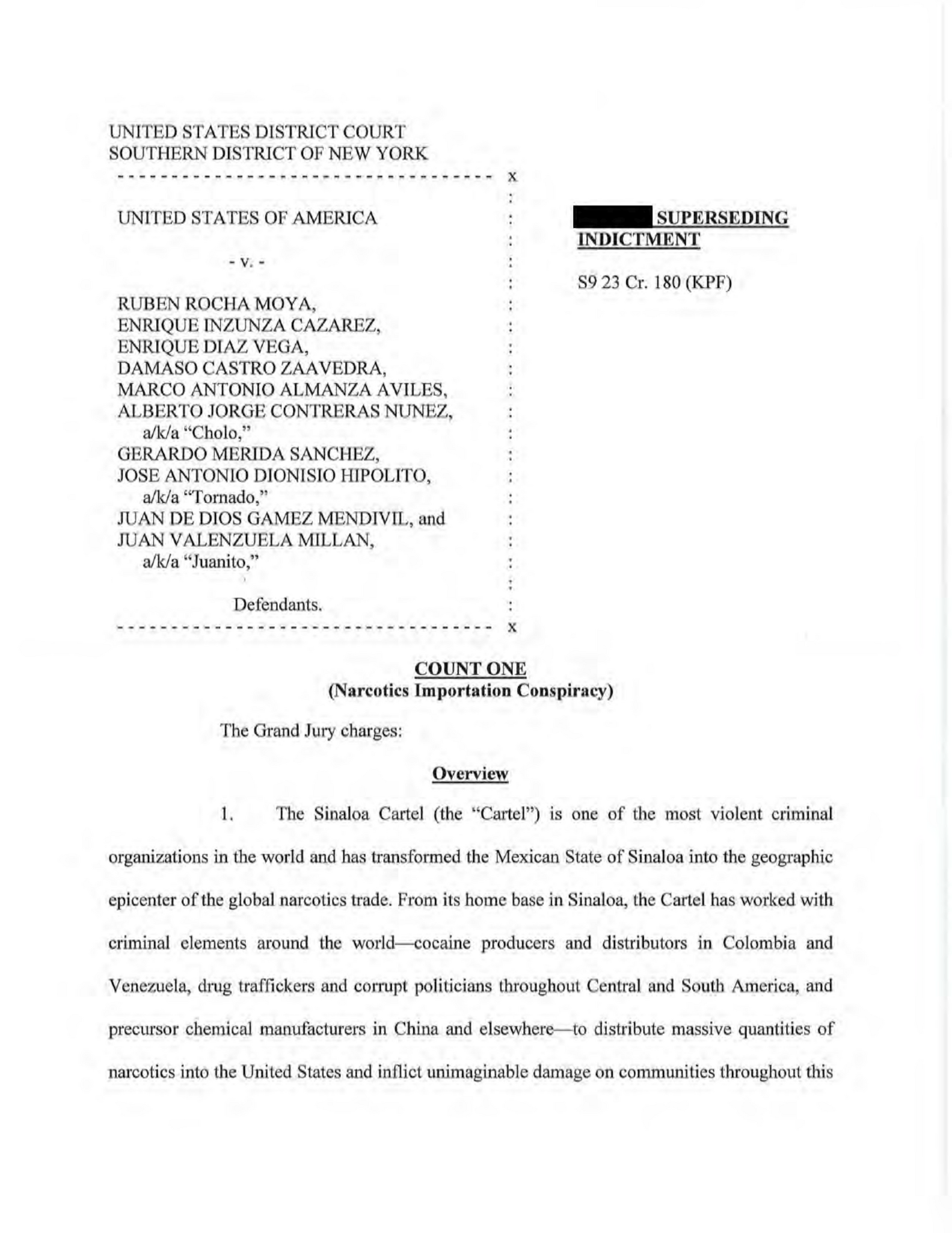 Read the Indictment of Gov. Rubén Rocha Moya of Mexico and Others