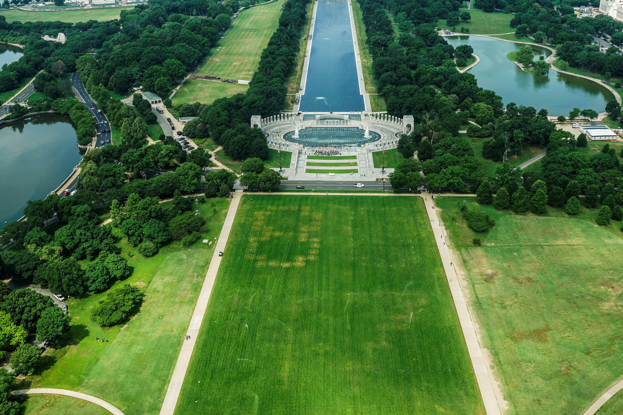 Grass on the National Mall Is Vandalized With ‘86 47’ Stains
