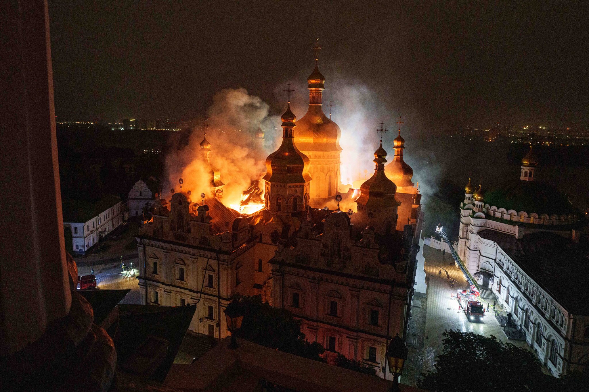 Historic Orthodox Cathedral Burns in Russian Attack on Kyiv