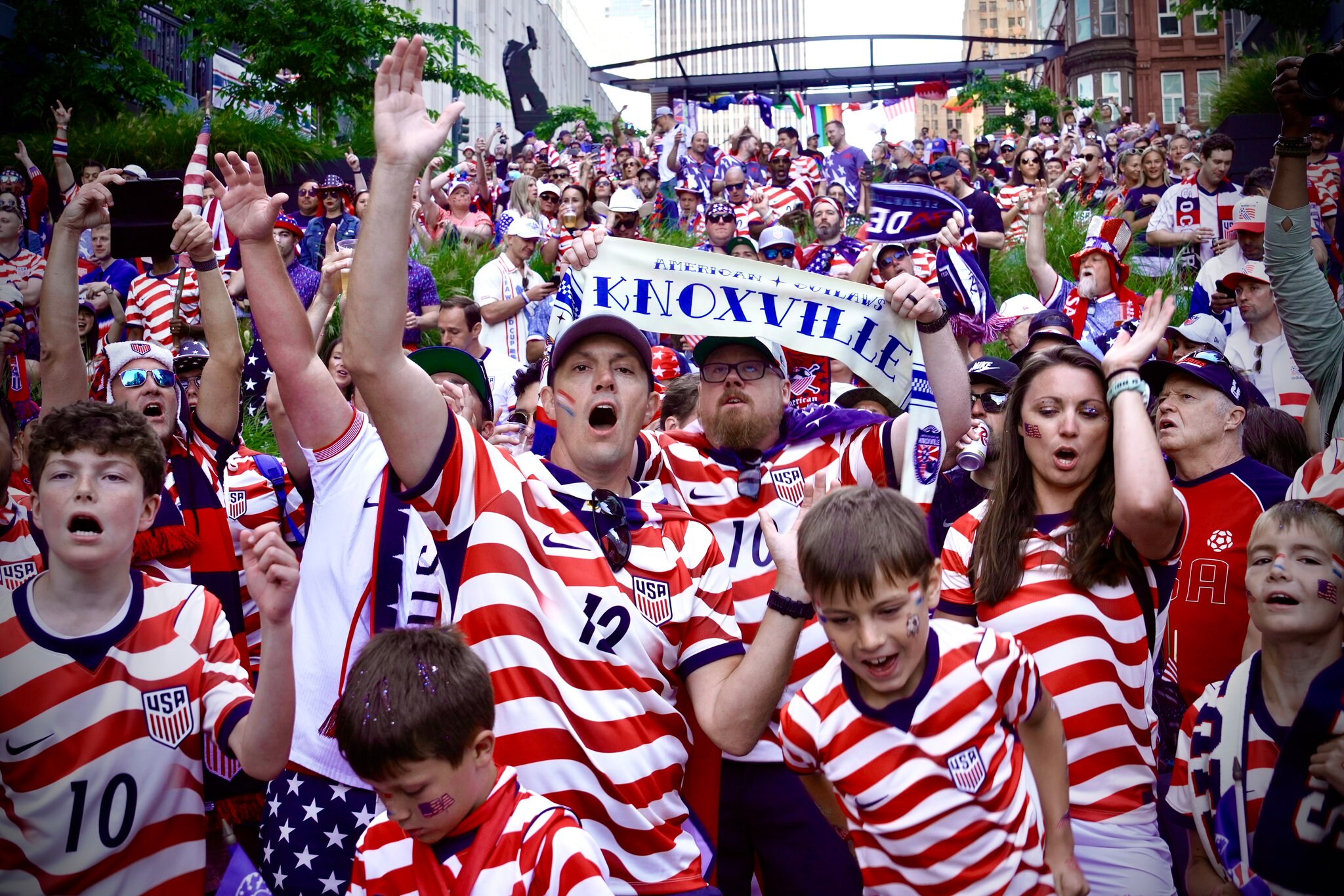 Chanting and Celebrating, U.S. Soccer Fans March to the Match