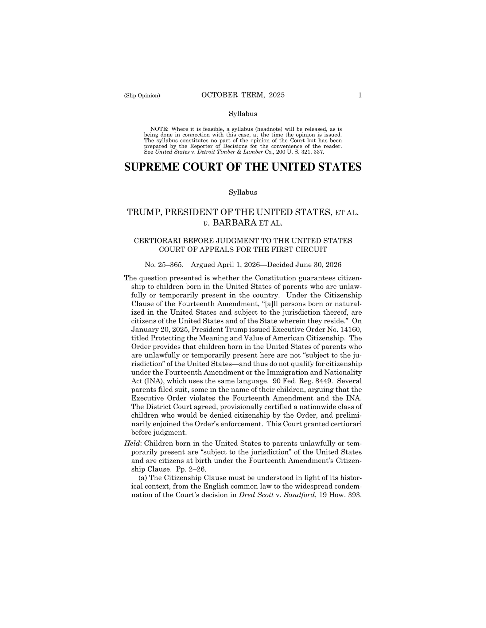 Read the Supreme Court Ruling That Upholds Birthright Citizenship