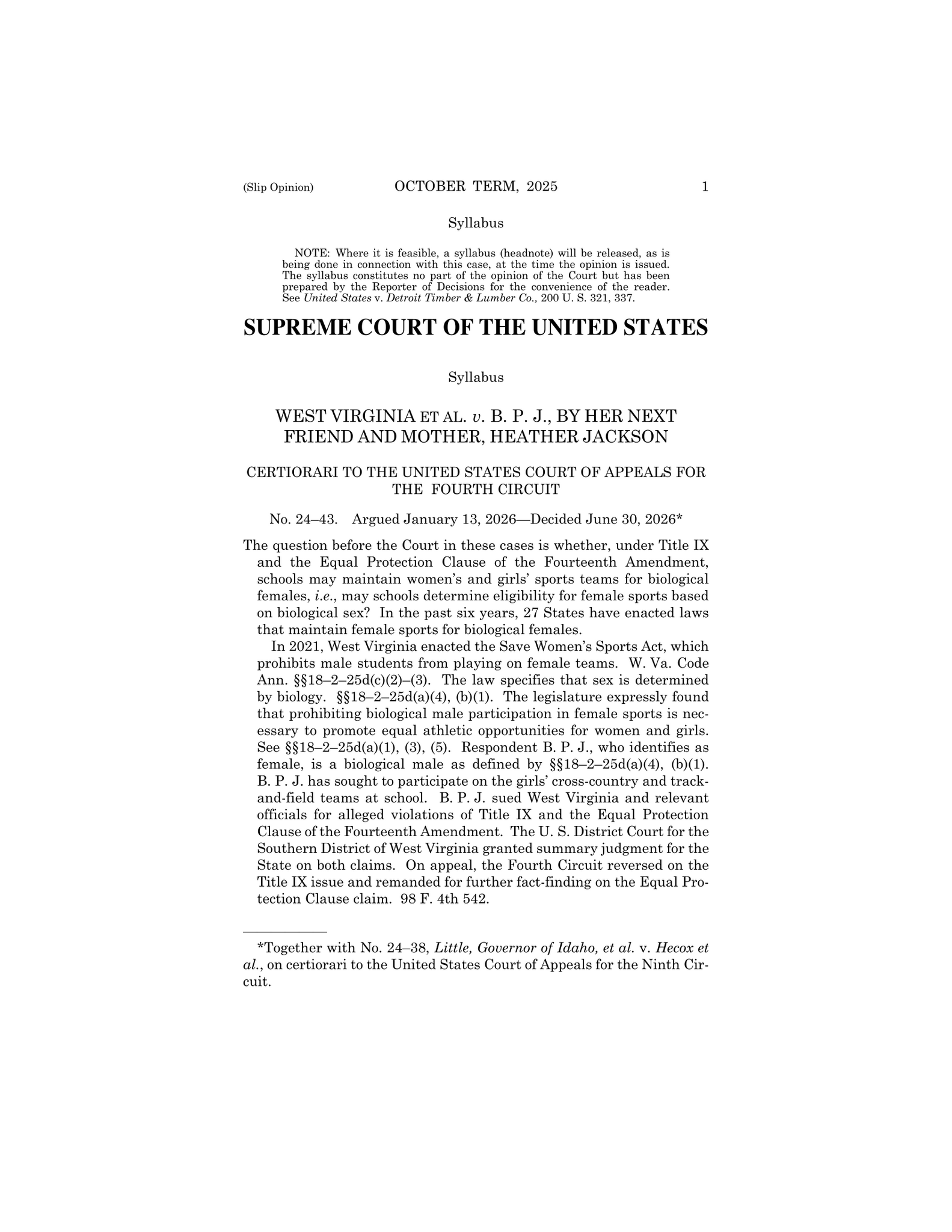 Read the Supreme Court Decision Upholding Bans on Transgender Athletes in Women’s Sports