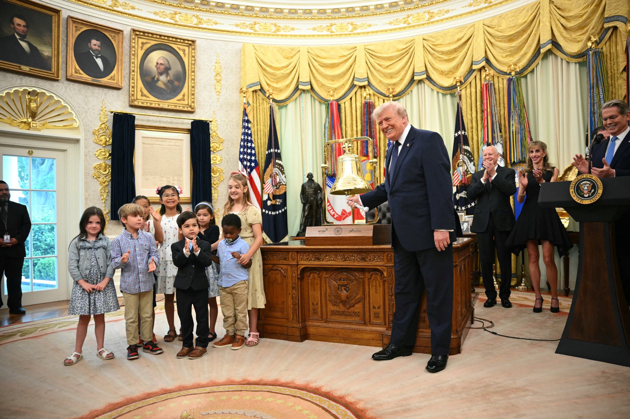 President Rings Stock Market Opening Bell to Celebrate Trump Accounts