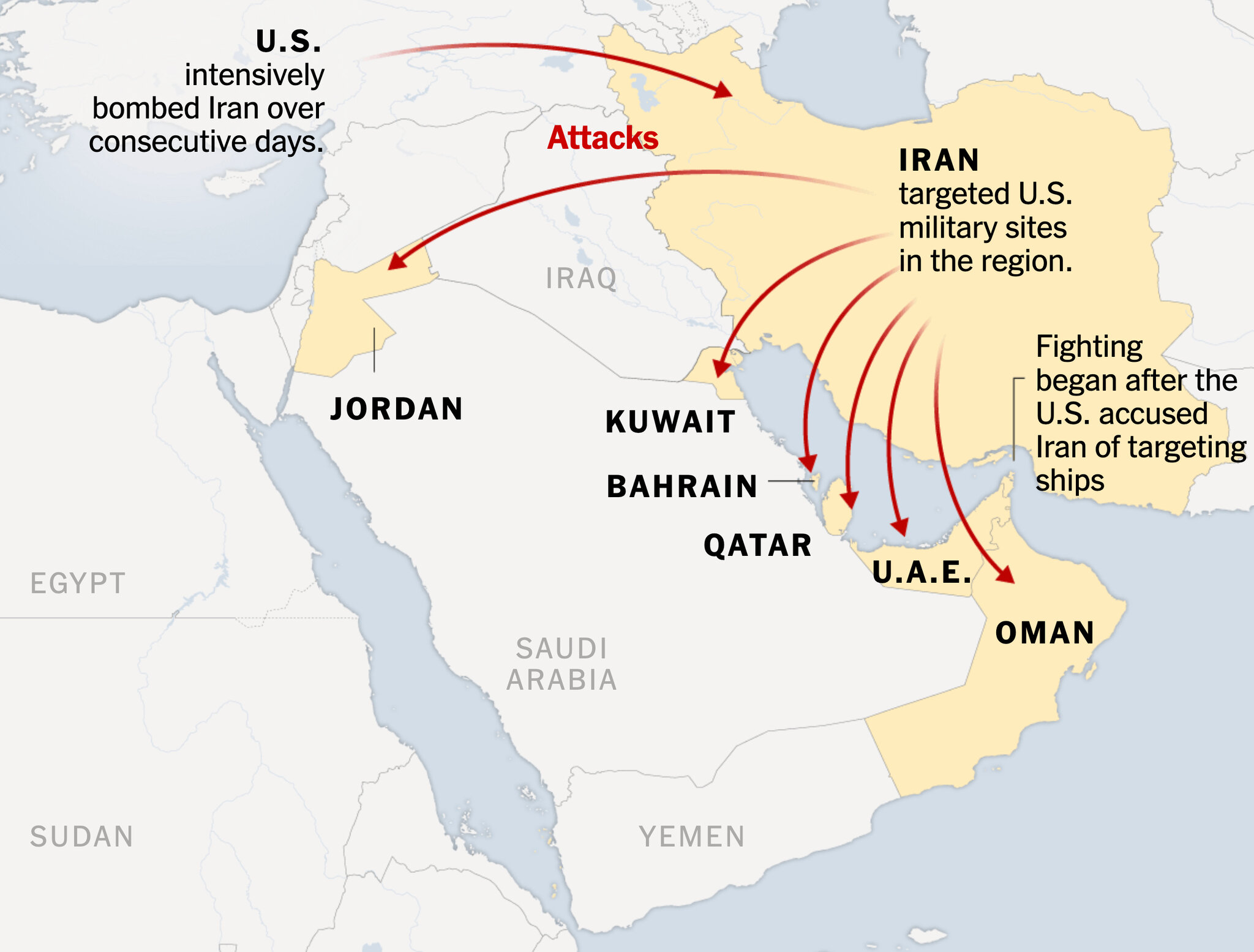 Here’s Where the U.S. and Iran Have Launched Attacks as the War Escalates