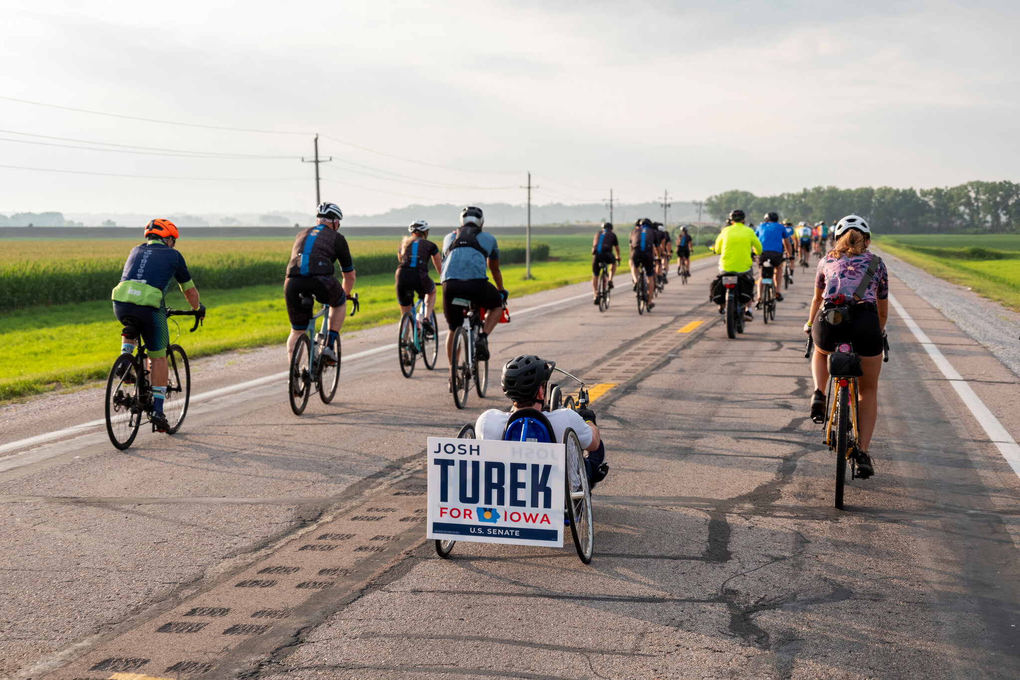 In Iowa, a Democrat’s Uphill Battle for Senate Comes With Wheels