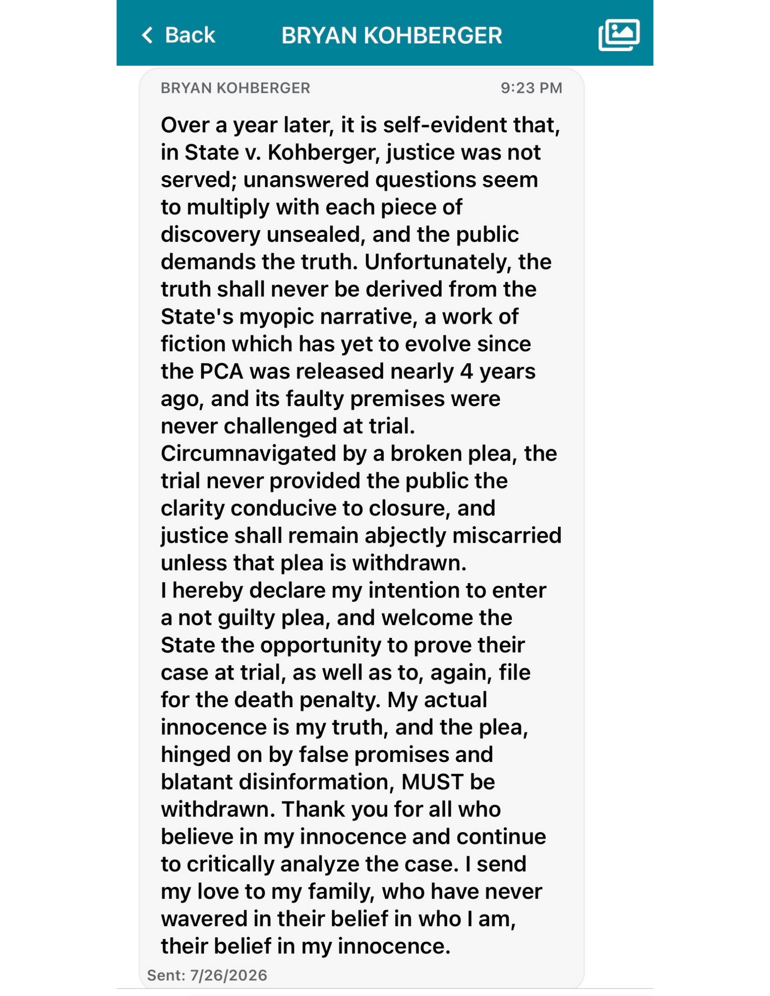 Read Bryan Kohberger’s Statement About Abandoning His Guilty Plea