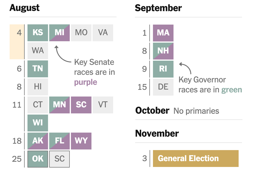 See which states will hold primary elections in the coming weeks.